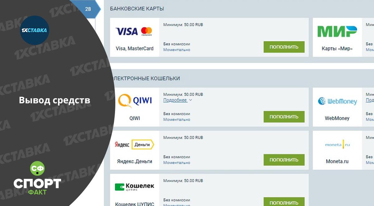 Вывод 1хСтавка