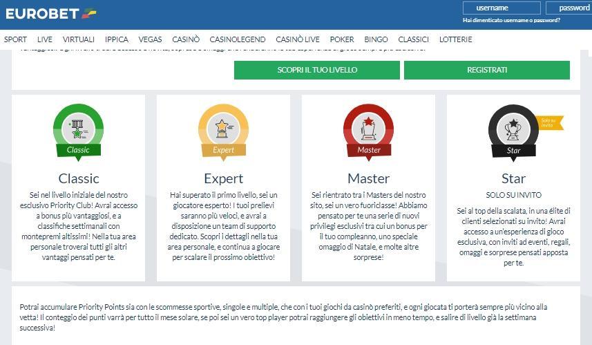 Клуб Приорити евробет