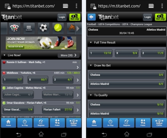 Мобильный сайт titanbet