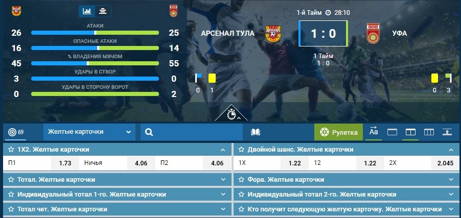сделать ставку на желтые карточки
