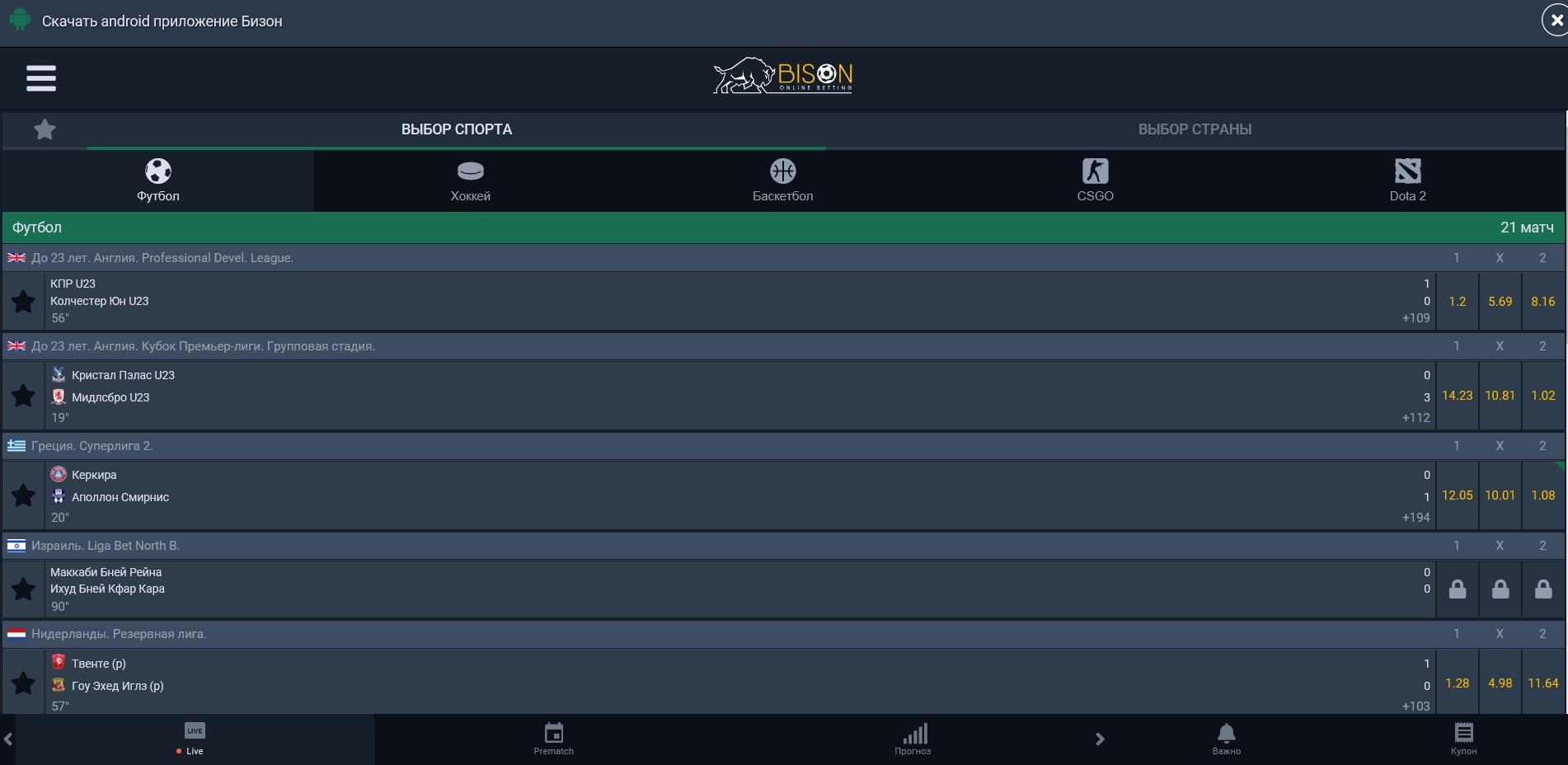 Мобильный сайт Бисон