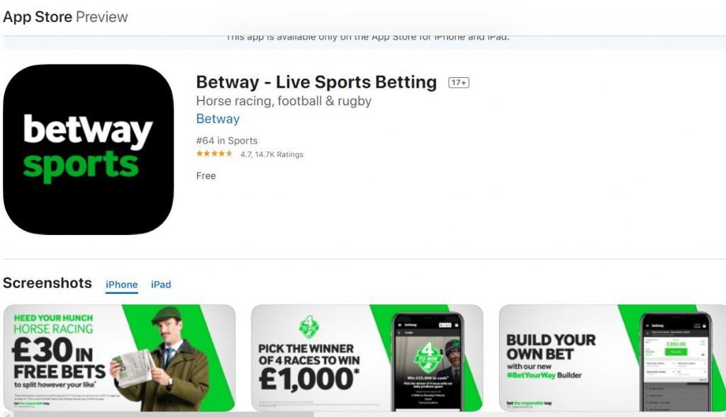 Скачать приложение Betway на iPhone